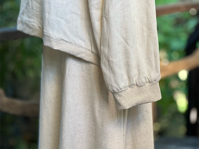 asana HEMP100% ガーゼ ゆったり ロング ブラウス・きなり