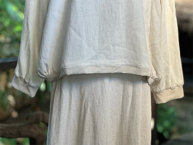 asana HEMP100% ガーゼ ゆったり ロング ブラウス・きなり