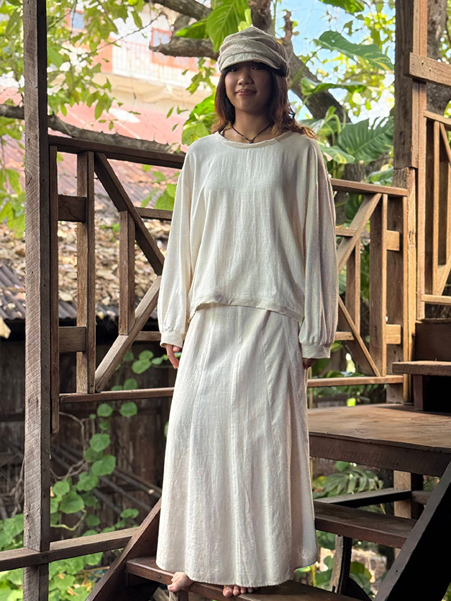 asana HEMP100% テロテロ ゆったり ロング ブラウス・きなり【パヤカ