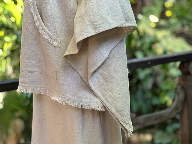 asana HEMP100% 厚手 ポンチョ・きなり