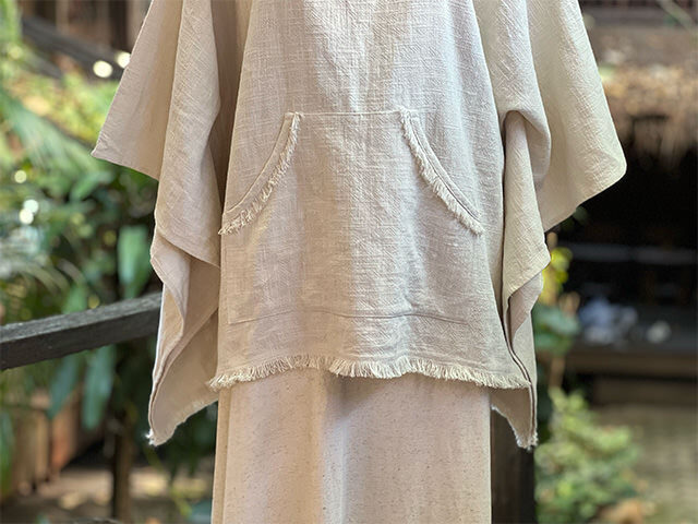 asana HEMP100% 厚手 ポンチョ・きなり