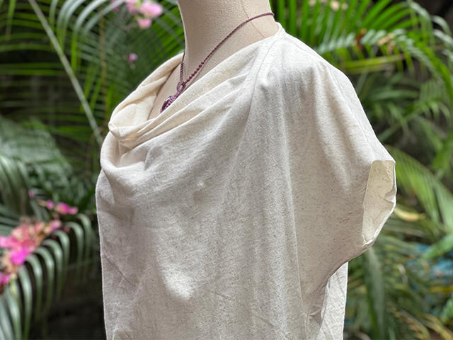 asana ヘンプコットン 薄手 ドレープ カットソー・きなり