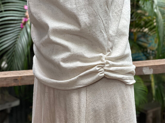 asana ヘンプコットン 薄手 ドレープ カットソー・きなり