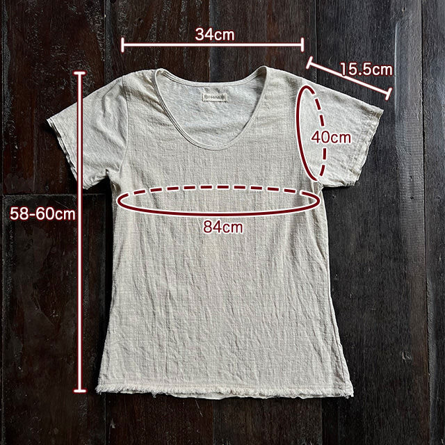 asana ヘンプコットン スウィッチ スリムTee・きなり