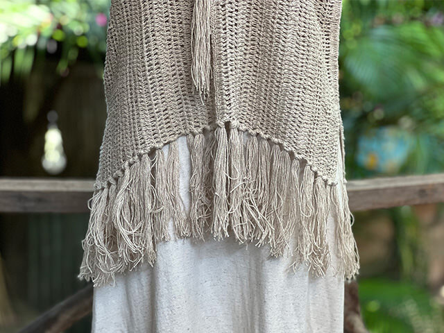 asana HEMP100% 手編み フリンジ 貫頭衣