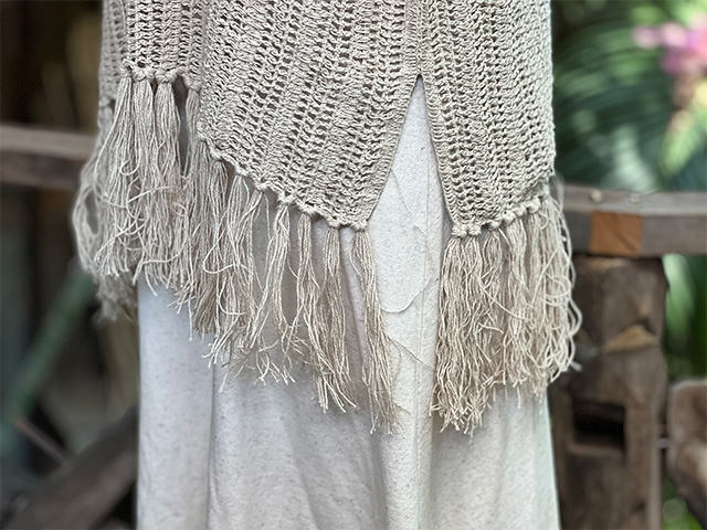 asana HEMP100% 手編み フリンジ 貫頭衣