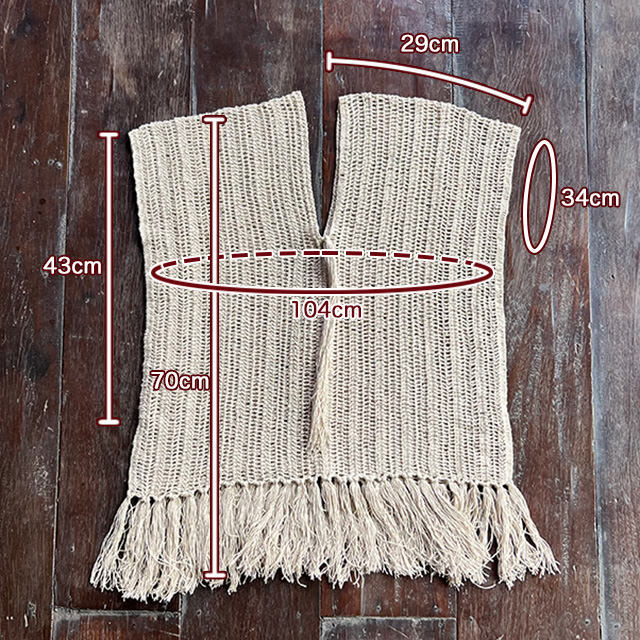 asana HEMP100% 手編み フリンジ 貫頭衣