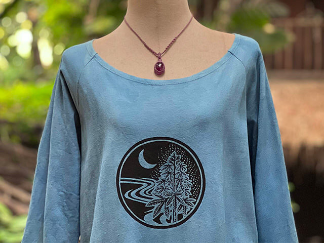 asana ヘンプコットン 厚手 七分袖 ラグラン TEE・きなり