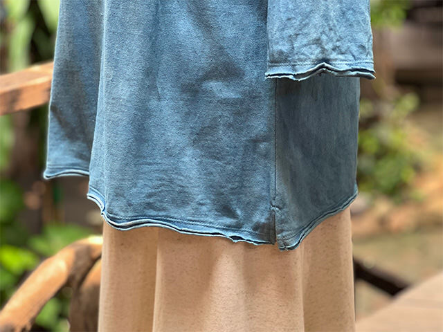 asana ヘンプコットン 厚手 七分袖 ラグラン TEE・きなり