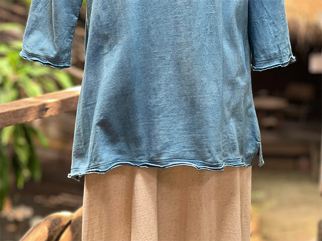 asana ヘンプコットン 厚手 七分袖 ラグラン TEE・きなり