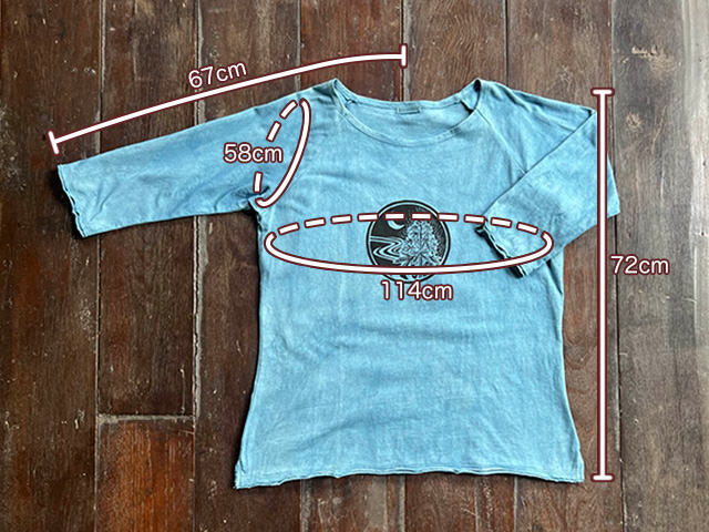 asana ヘンプコットン 厚手 七分袖 ラグラン TEE・きなり