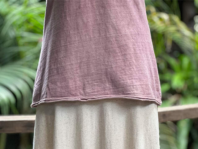 asana ヘンプコットン 厚手 スリムTee・草木染め 手刷り抜染