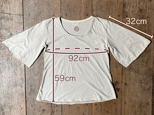 asana ヘンプコットン 薄手 アフリカン フレアーTee・きなり