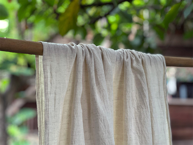 asana 麻100% 薄手 大判 ショール・きなり