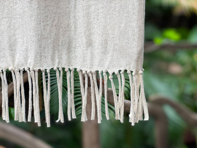 asana ヘンプコットン 薄手 フリンジ ショール・きなり