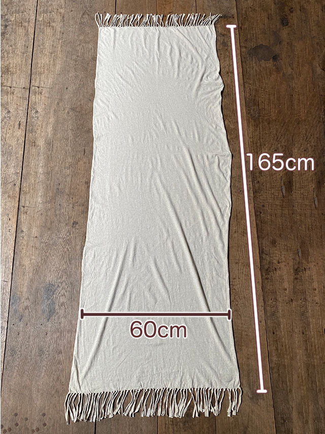 asana ヘンプコットン 薄手 フリンジ ショール・きなり