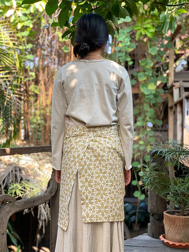 asana HEMP100% 麻柄プリント 腰巻き エプロン【パヤカ オンライン