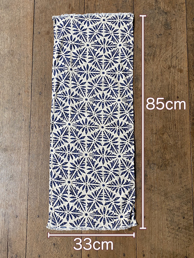 asana HEMP100% 麻柄プリント 手ぬぐい