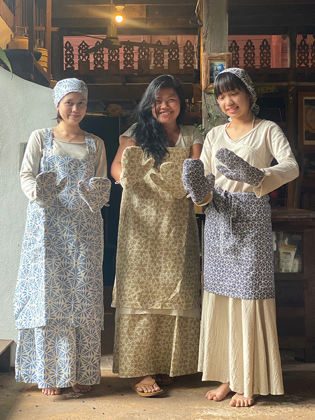 asana HEMP100% 麻柄プリント 鍋つかみ【パヤカ オンラインショップ】