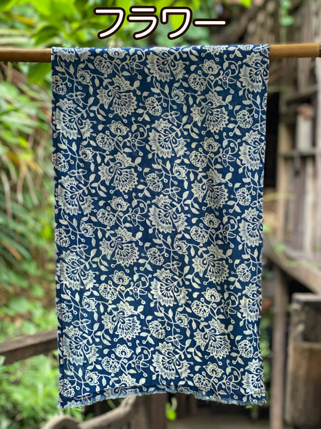 Payaka asana HEMP100% インディゴ抜染プリンワンピース asana HEMP100% インディゴ抜染プリント 縄文ワンピース【パヤカ