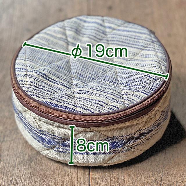 asana HEMP100% 手織り布 ストライプ柄 カリンバ ケース