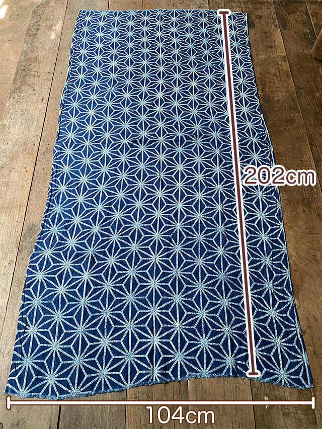 asana 麻100% 大麻柄 インディゴ抜染 大判 ショール