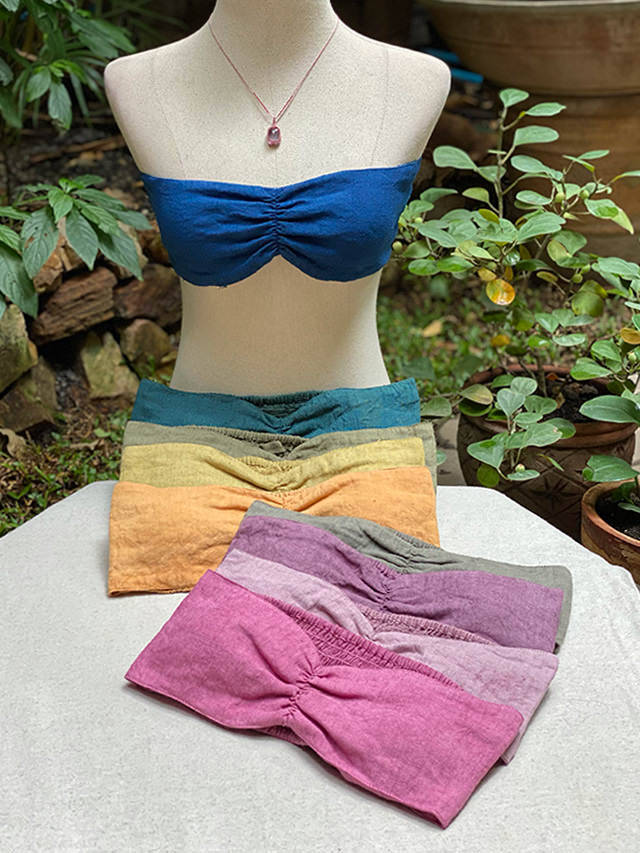 asana HEMP100% NEW パット入り チューブトップ・草木染め