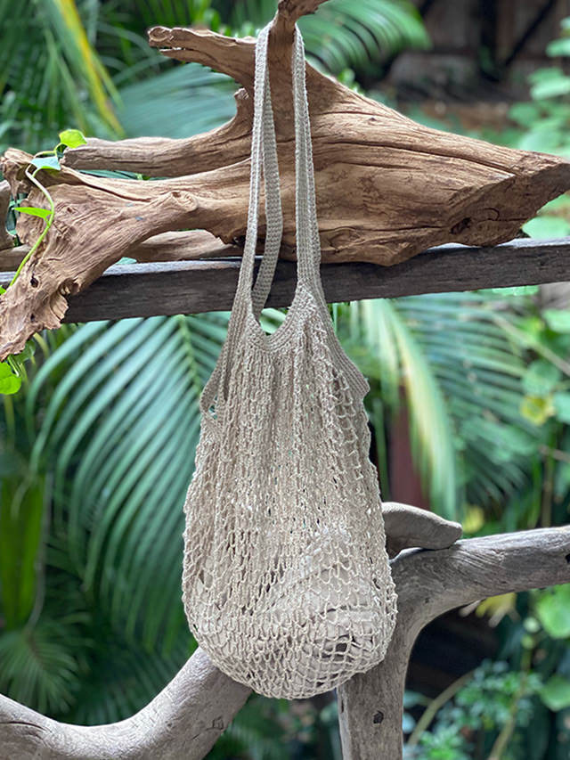 アバカ　バンブーバッグ　M+abaca 花繋ぎ　夏単衣　6464 アバカ バンブーバッグ M+abaca 花繋ぎ 夏単衣 6464