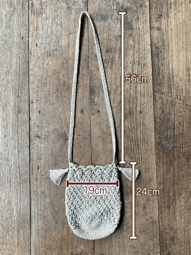 asana HEMP100% ハニカム編み 巾着 ポシェット ポーチ【パヤカ