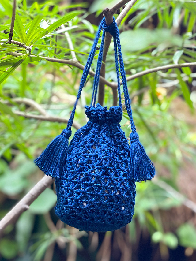 asana HEMP100% 手編み 巾着袋・草木染め【パヤカ オンラインショップ】