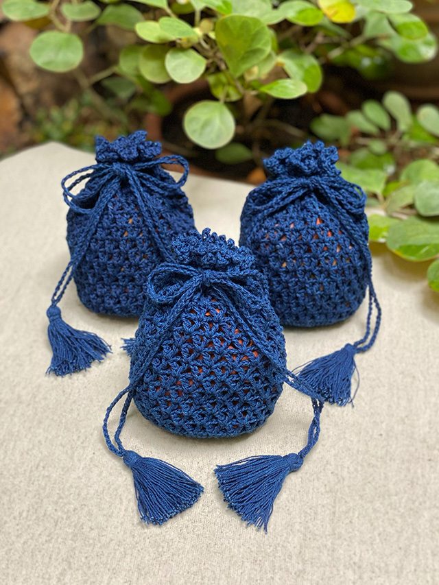 asana HEMP100% 手編み 巾着袋・草木染め【パヤカ オンラインショップ】