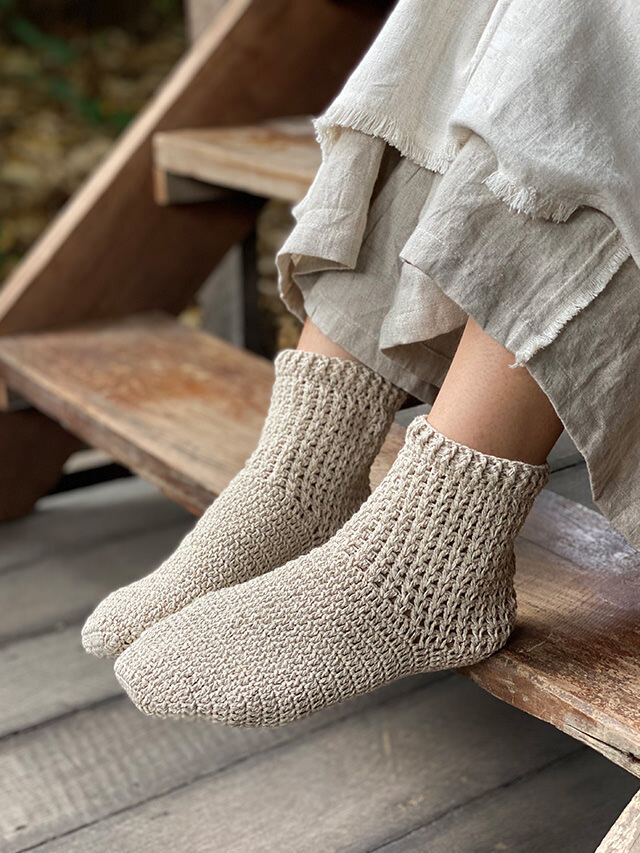 asana HEMP100% 手編み ソックス・きなり【パヤカ オンラインショップ】