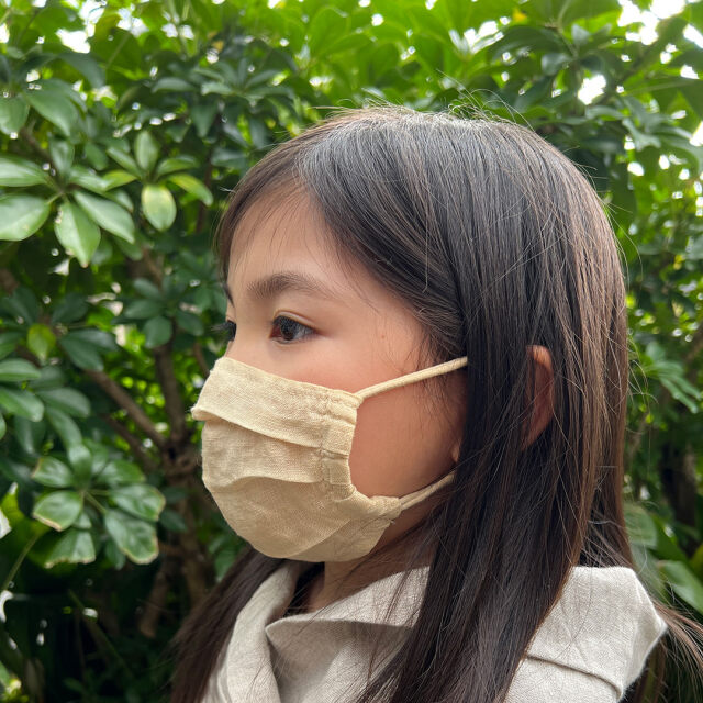 asana KIDS HEMP100% ガーゼ シングル ループ 布マスク・きなり