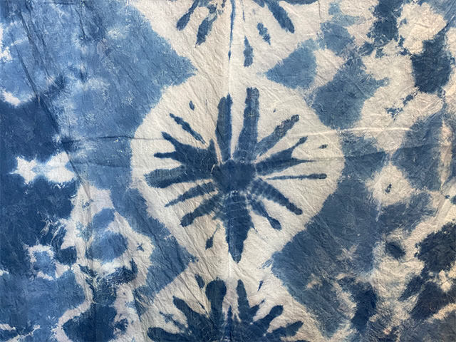 asana HEMP100% ガーゼ 大判ショール・インディゴ絞り染め