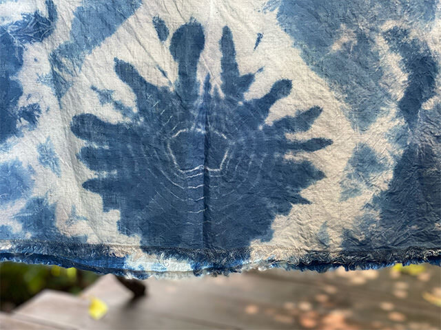 asana HEMP100% ガーゼ 大判ショール・インディゴ絞り染め