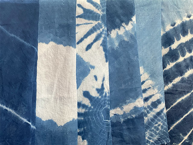 asana HEMP100% ガーゼ 大判ショール・インディゴ絞り染め