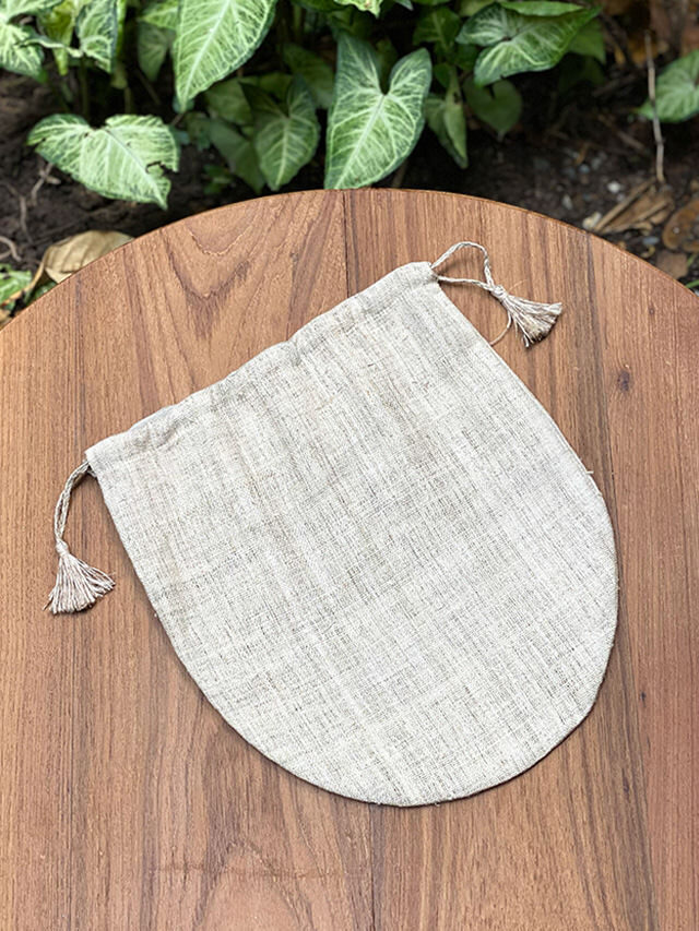 asana HEMP100% 手織り 巾着袋・きなり・大【パヤカ オンライン