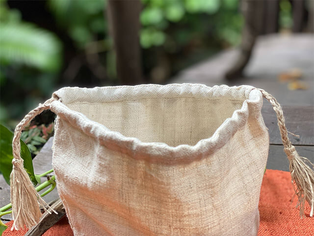 asana HEMP100% 手織り 巾着袋・きなり【パヤカ オンライン