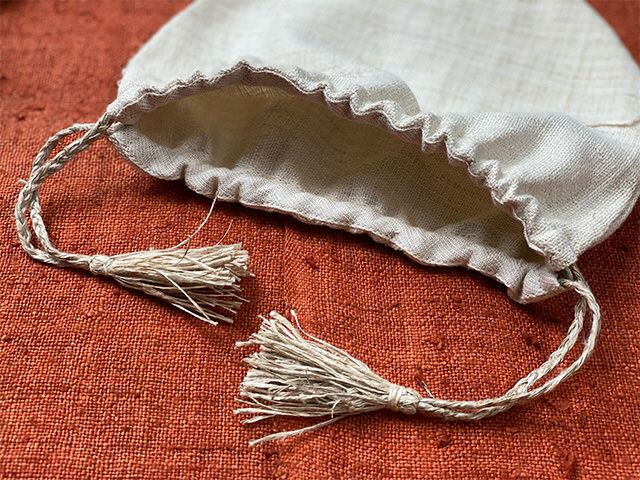 asana HEMP100% 手織り 巾着袋・きなり