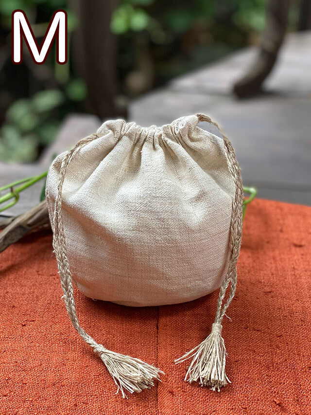 asana HEMP100% 手織り 巾着袋・きなり【パヤカ オンライン asana HEMP100% 手織り 巾着袋・きなり【パヤカ オンライン