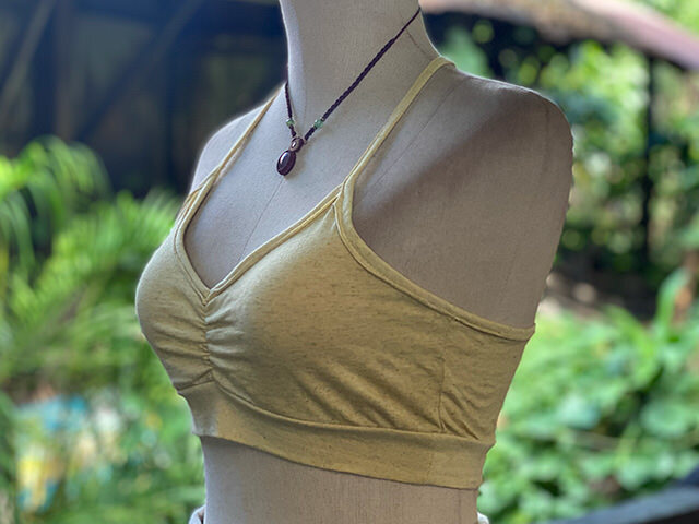 asana ヘンプコットン 薄手 ストレッチ ブラ・草木染め