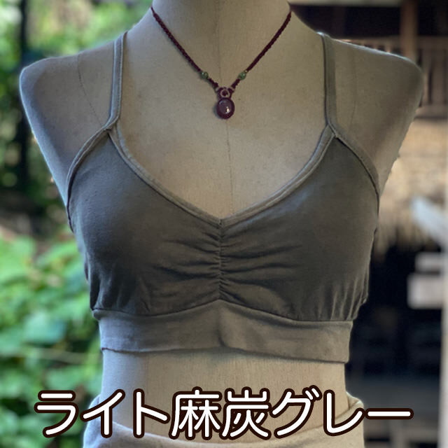 草木染め●指穴付きヘンプ長袖カットソー●麻墨グレー asana ヘンプコットン 薄手 グローブ カットソー・草木染め