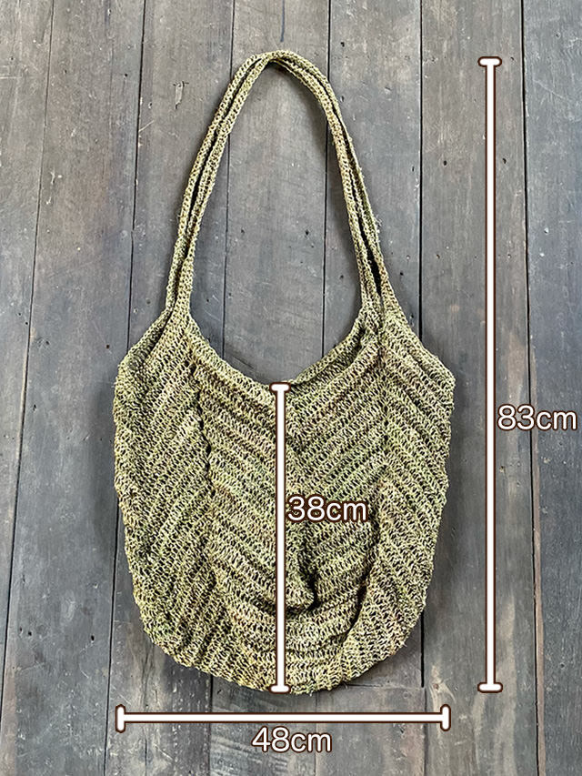 asana HEMP100% ワイルド ヘンプ 手編み ショルダーバッグ