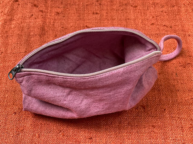 asana ヘンプコットン 厚手 スクエア ポーチ・草木染め