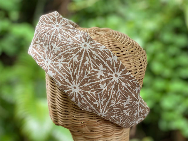 asana ヘンプコットン 厚手 麻柄プリント ヘアーバンド