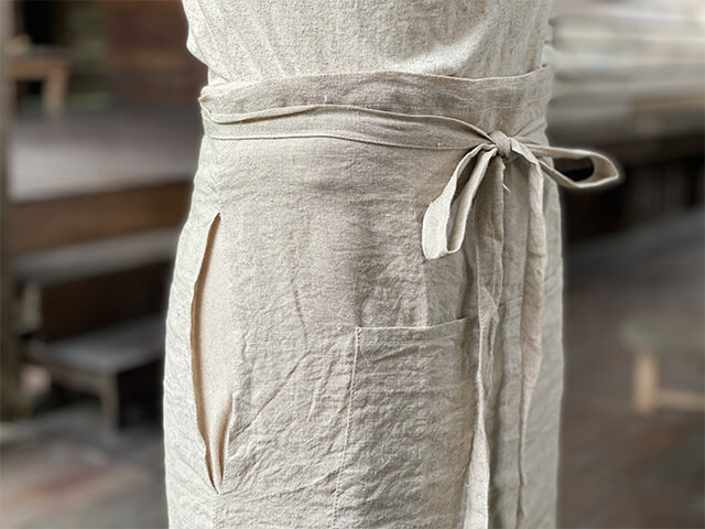 asana HEMP100% 腰巻エプロン・きなり