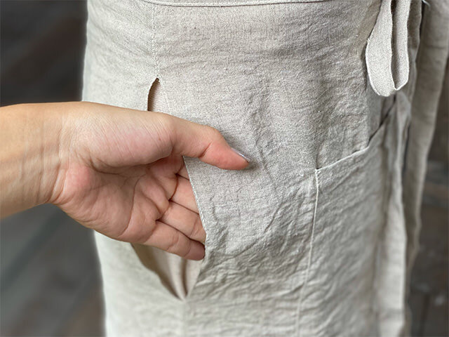 asana HEMP100% 腰巻エプロン・きなり