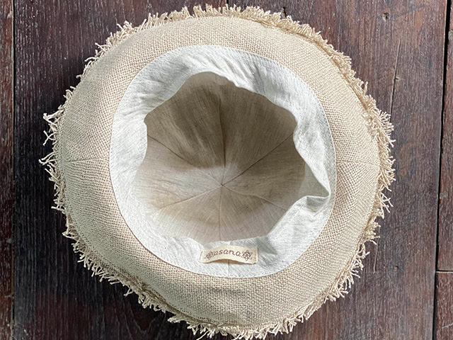 asana HEMP100% 手織り フリンジ ハット・きなり