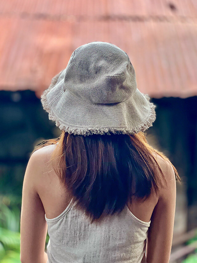 asana HEMP100% 手織り フリンジ 麦わら帽子・きなり【パヤカ