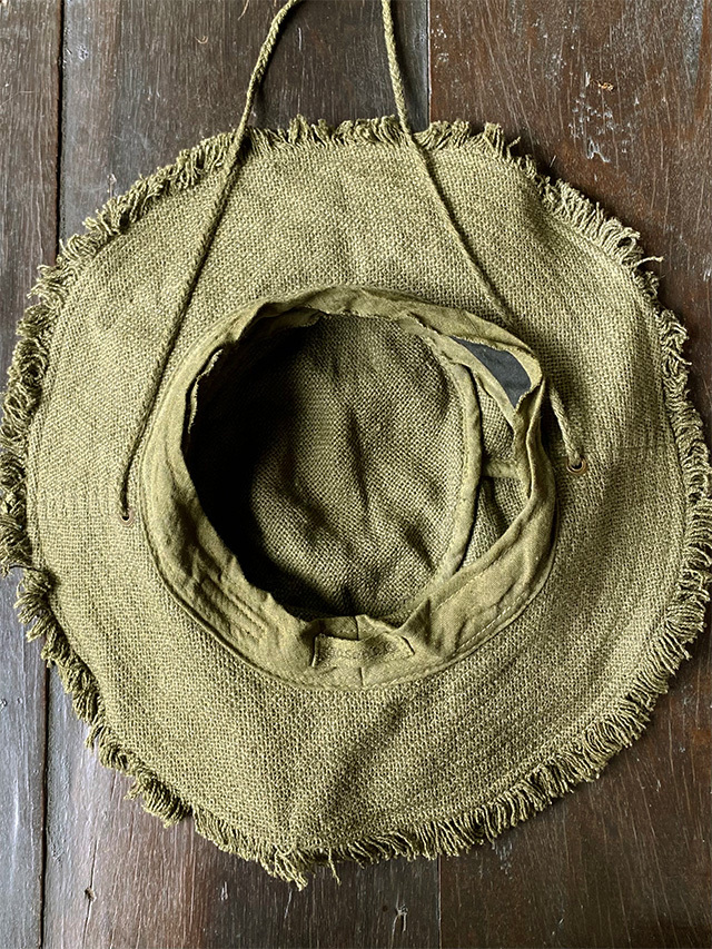 asana HEMP100% 手織り フリンジ 麦わら帽子・草木染め【パヤカ